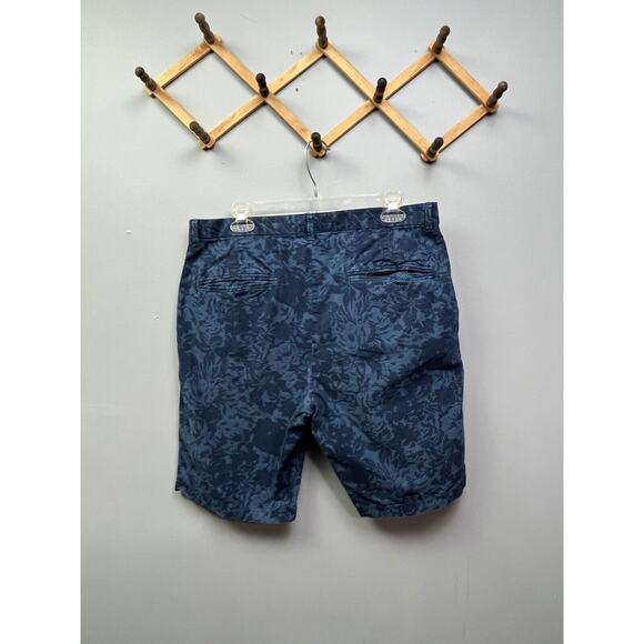 American Eagle Shorts Men 32 Blue Chino Classic Flat Front Cotton Casual Floral - Picture 2 of 7